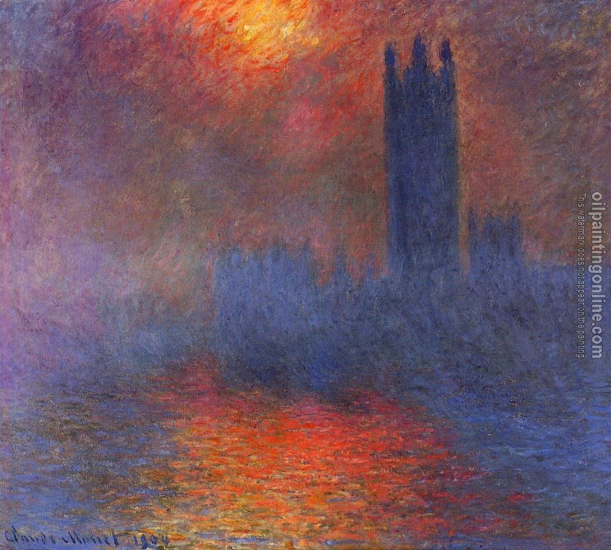 Monet, Claude Oscar - Houses of Parliament, Effect of Sunlight in the Fog